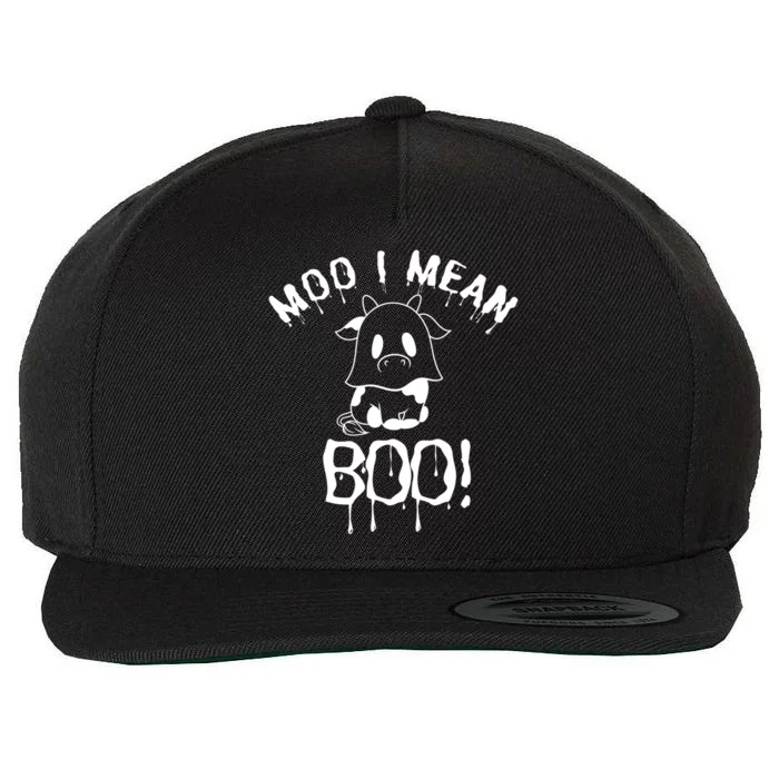 Halloween Cow Lover Ghost Moo I Mean Boo Great Gift Wool Snapback Cap