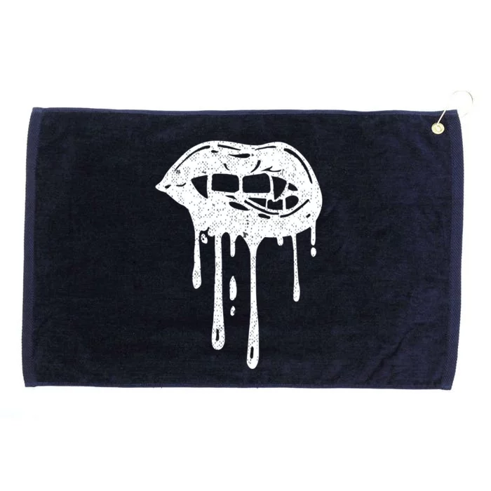 Halloween Cute Lady Vampire Fangs Teeth Female Lips Bloody Gift Grommeted Golf Towel