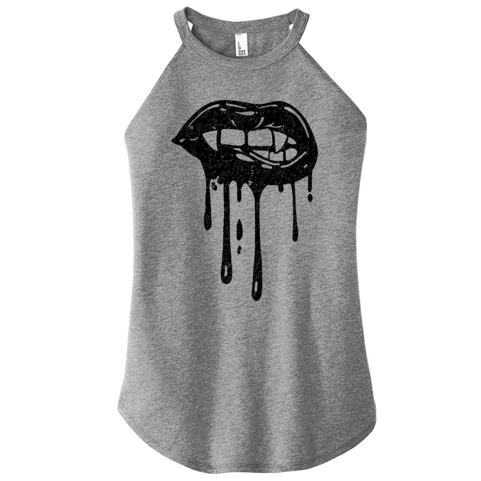 Halloween Cute Lady Vampire Fangs Teeth Female Lips Bloody Gift Women’s Perfect Tri Rocker Tank