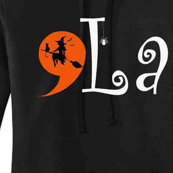 Halloween Comma + La Kamalaharris 2024 Presidential Women's Pullover Hoodie