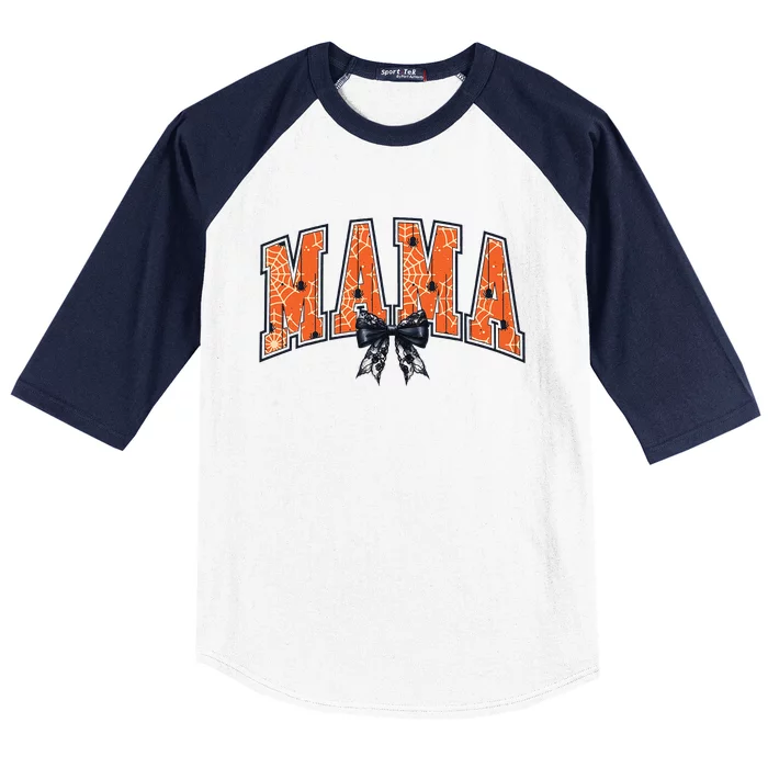 Halloween Coquette Mama Black Bow Gift For Halloween Baseball Sleeve Shirt