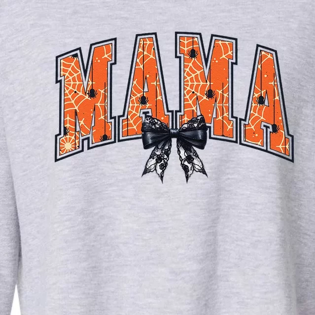 Halloween Coquette Mama Black Bow Gift For Halloween Cropped Pullover Crew