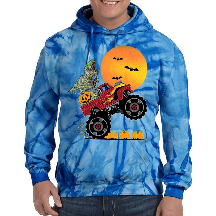 Halloween Costume Monster Truck Dinosaur T Rex Gift Tie Dye Hoodie