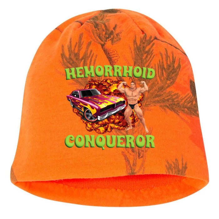 Hemorrhoid Conqueror Meme Weird Offensive Cringe Joke Kati - Camo Knit Beanie