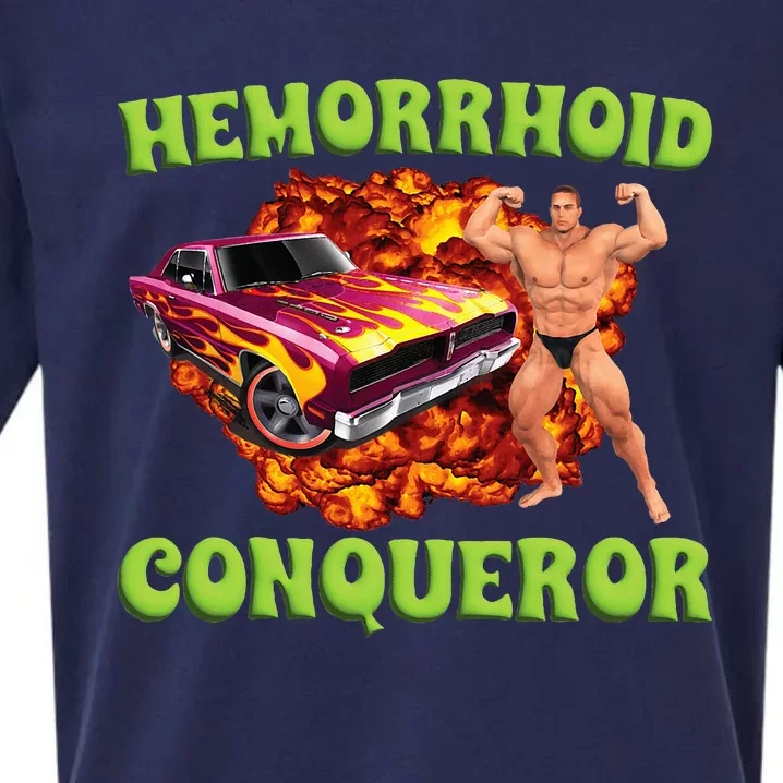 Hemorrhoid Conqueror Meme Weird Offensive Cringe Joke Sueded Cloud Jersey T-Shirt