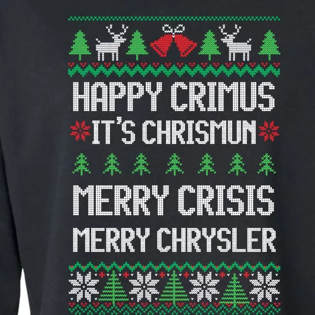 Happy Crimus Merry Crisis Funny Ugly Sweater Christmas Cropped Pullover Crew