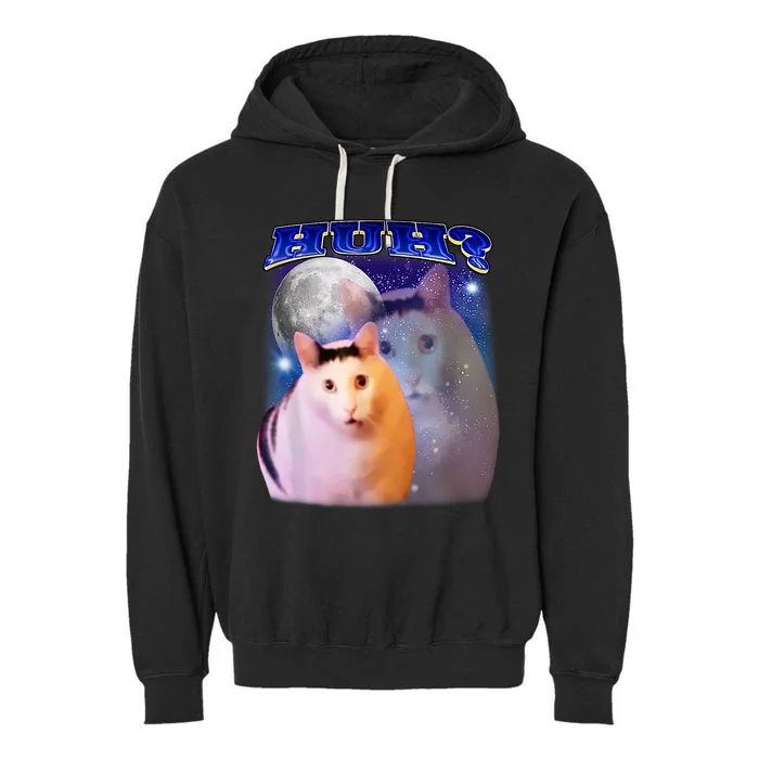 Huh Cat Meme Garment-Dyed Fleece Hoodie