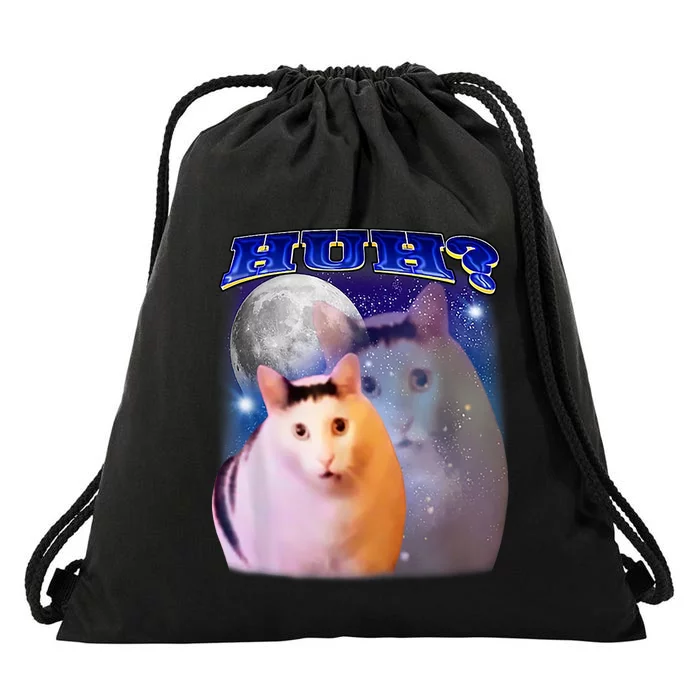 Huh Cat Meme Drawstring Bag