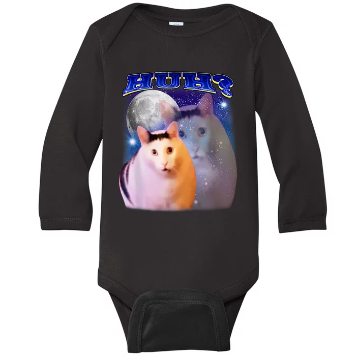 Huh Cat Meme Baby Long Sleeve Bodysuit