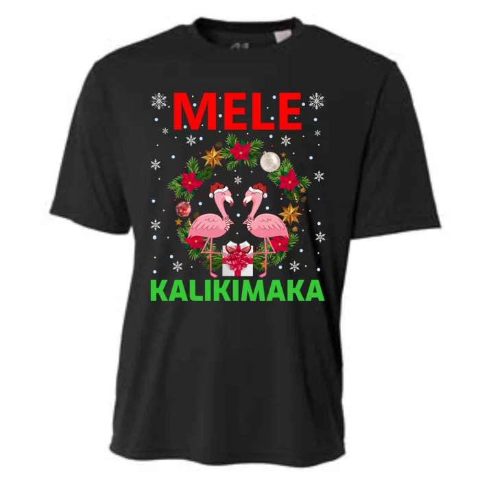 Hawaiian Christmas Mele Kalikimaka Flamingo Christmas Gift Cooling Performance Crew T-Shirt