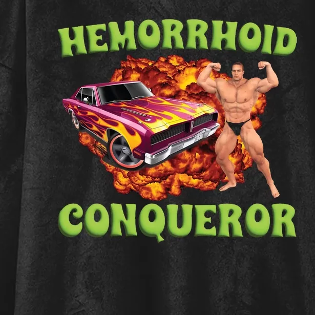 Hemorrhoid Conqueror Meme Hooded Wearable Blanket