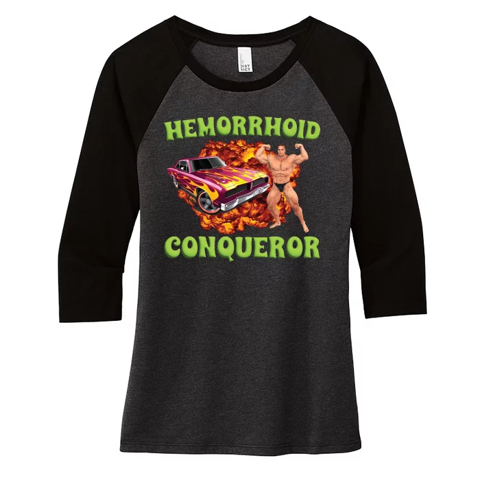 Hemorrhoid Conqueror Meme Women's Tri-Blend 3/4-Sleeve Raglan Shirt