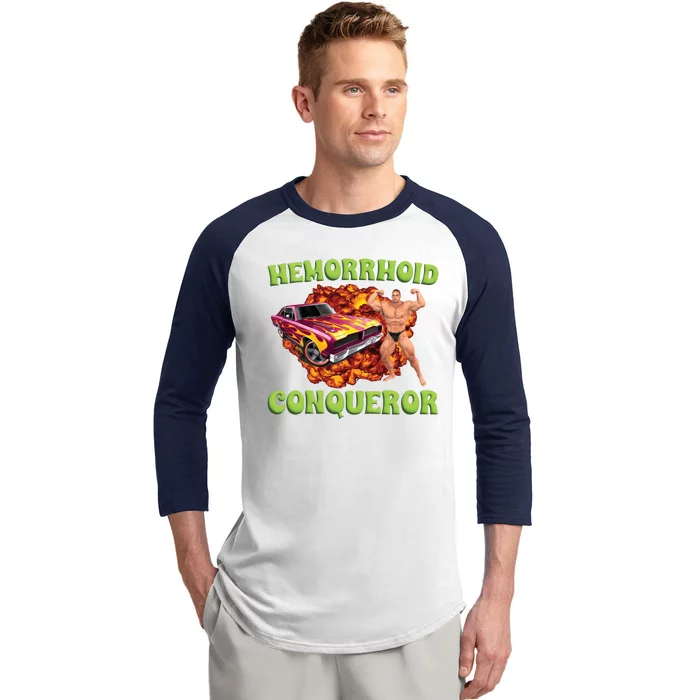 Hemorrhoid Conqueror Meme Baseball Sleeve Shirt