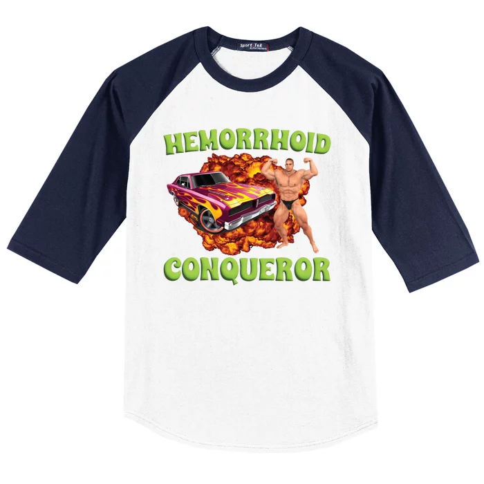 Hemorrhoid Conqueror Meme Baseball Sleeve Shirt