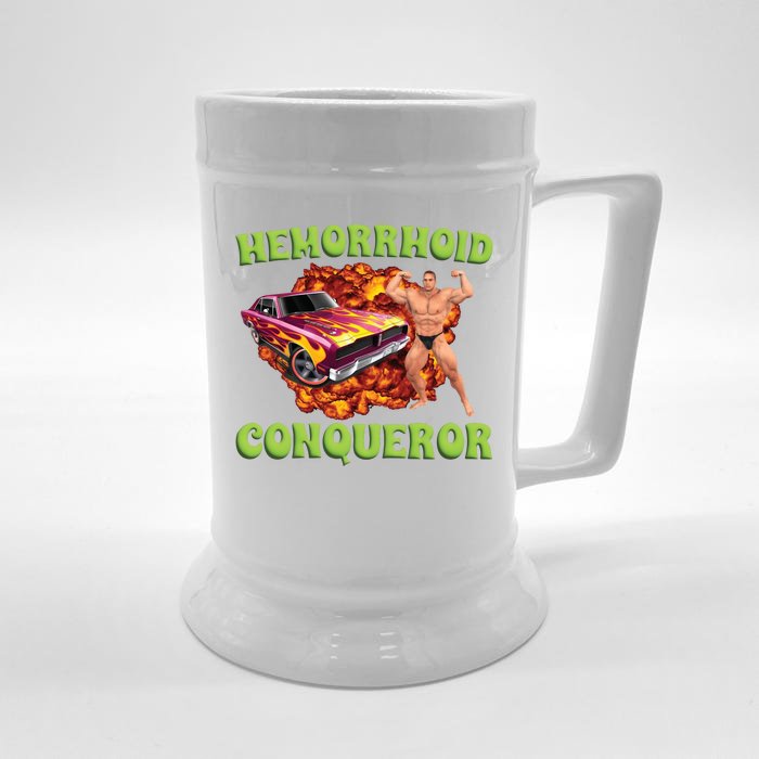 Hemorrhoid Conqueror Meme Front & Back Beer Stein