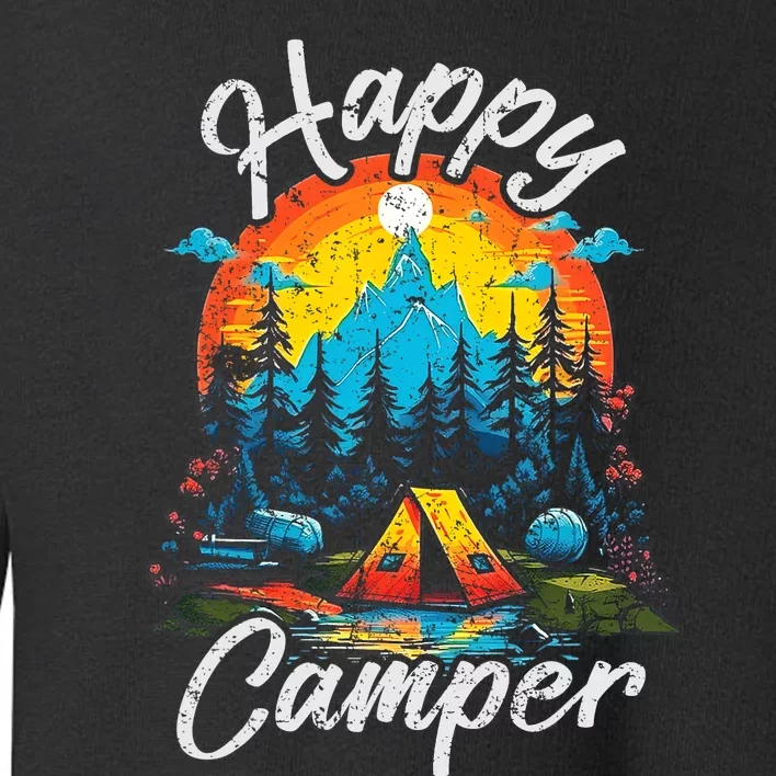 Happy Camper Mountain Forest Camping Happy Summer Camper Toddler Sweatshirt