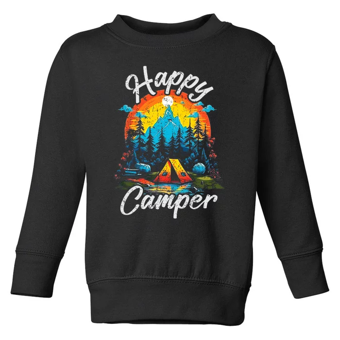 Happy Camper Mountain Forest Camping Happy Summer Camper Toddler Sweatshirt