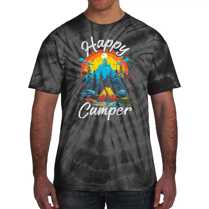 Happy Camper Mountain Forest Camping Happy Summer Camper Tie-Dye T-Shirt