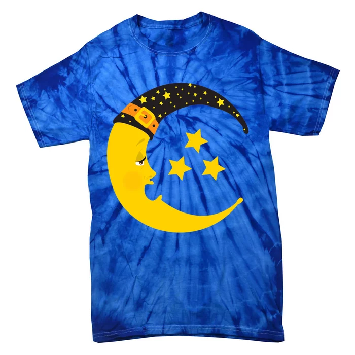 Halloween Crescent Moon Witch Hat Design Gift Tie-Dye T-Shirt