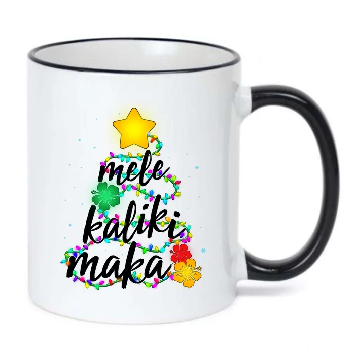 Hawaiian Christmas Mele Kaliki Maka Hibiscus Tree Black Color Changing Mug