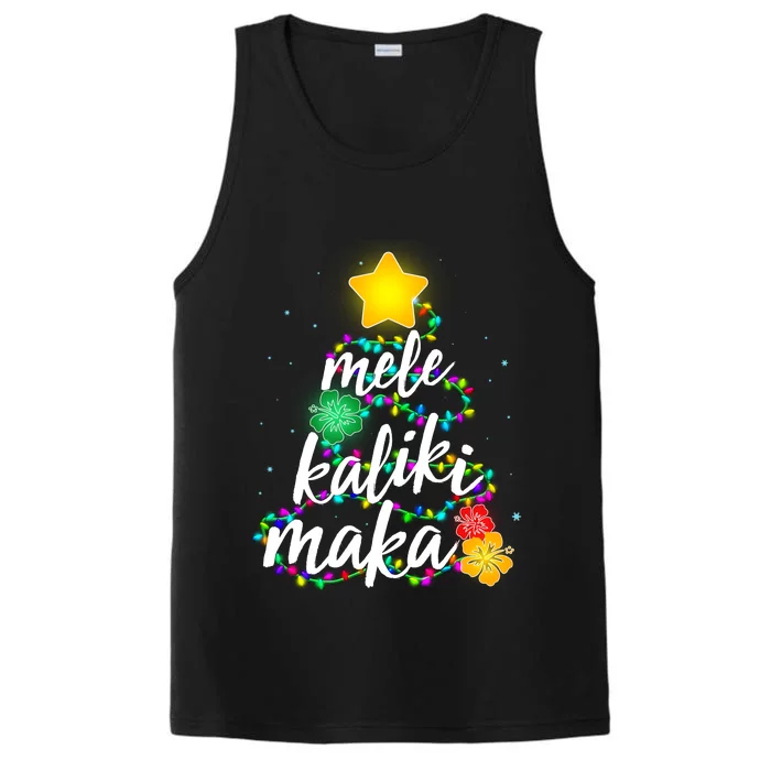 Hawaiian Christmas Mele Kaliki Maka Hibiscus Tree Performance Tank