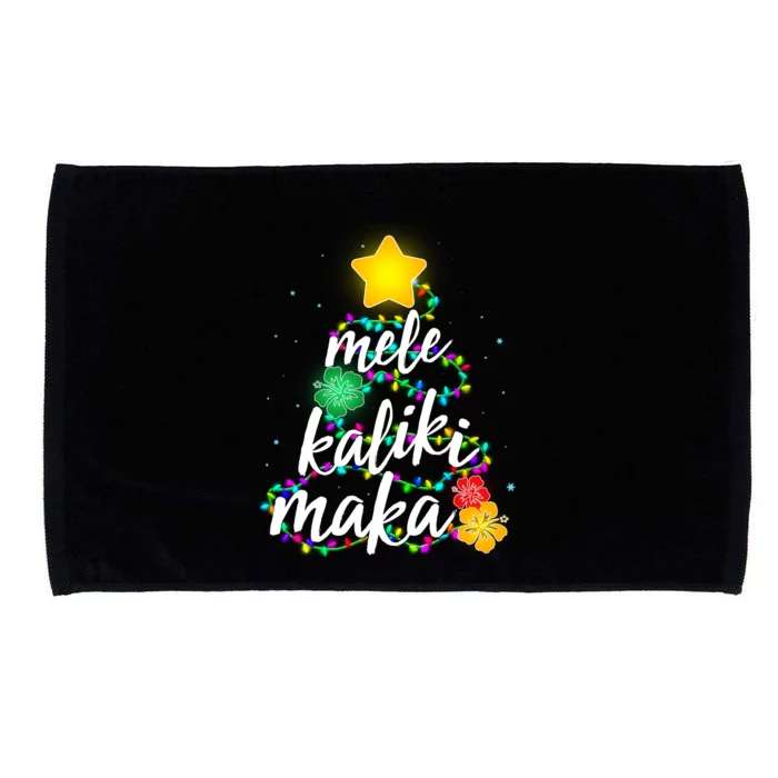 Hawaiian Christmas Mele Kaliki Maka Hibiscus Tree Microfiber Hand Towel