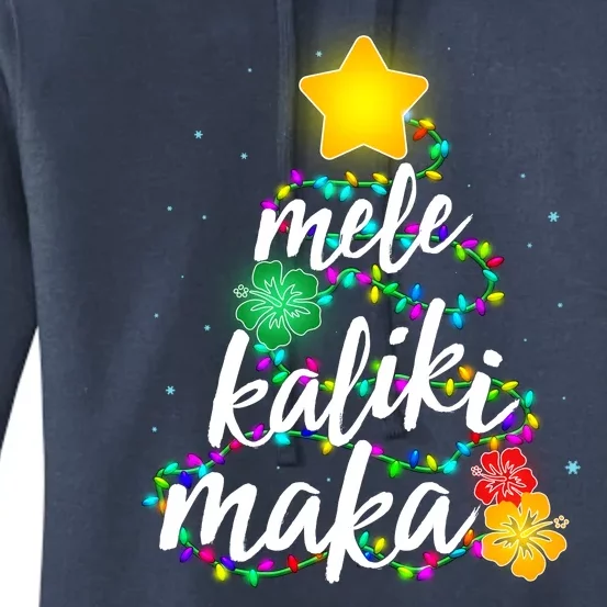 Hawaiian Christmas Mele Kaliki Maka Hibiscus Tree Women's Pullover Hoodie