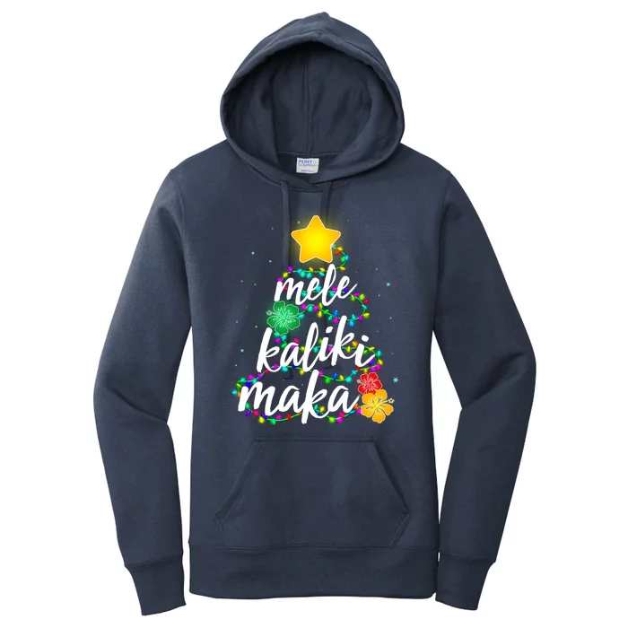 Hawaiian Christmas Mele Kaliki Maka Hibiscus Tree Women's Pullover Hoodie