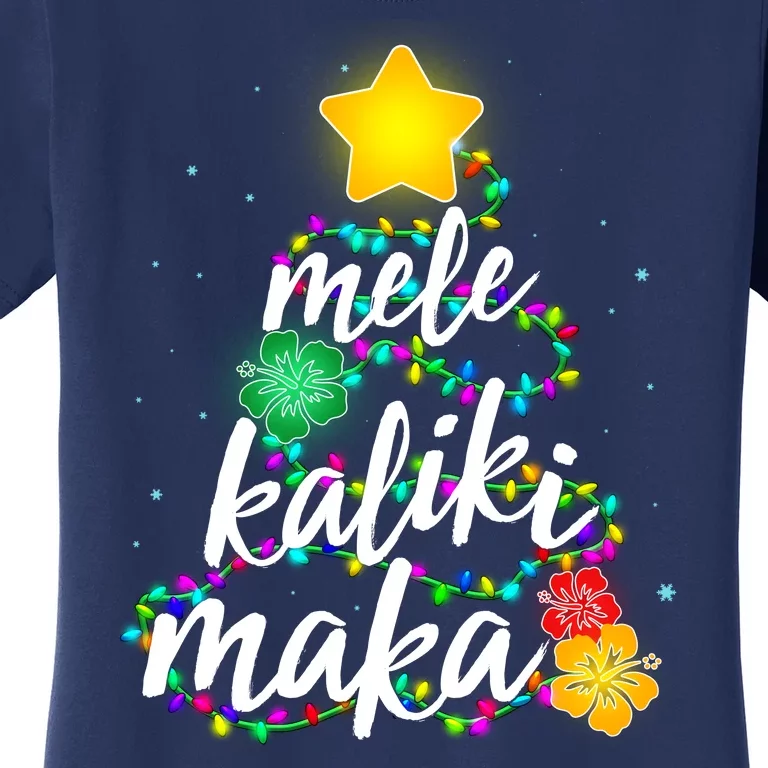 Hawaiian Christmas Mele Kaliki Maka Hibiscus Tree Women's T-Shirt