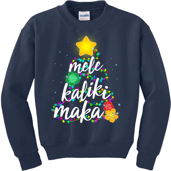 Hawaiian Christmas Mele Kaliki Maka Hibiscus Tree Kids Sweatshirt