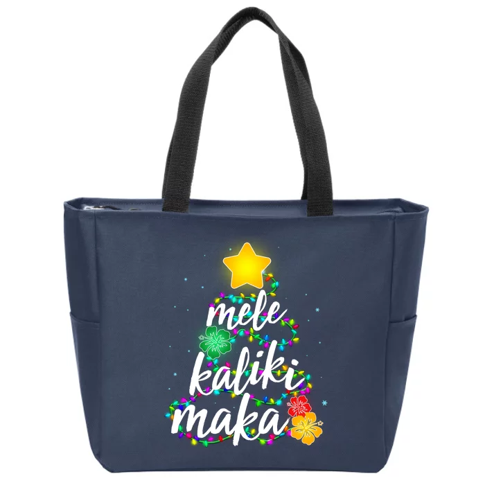 Hawaiian Christmas Mele Kaliki Maka Hibiscus Tree Zip Tote Bag