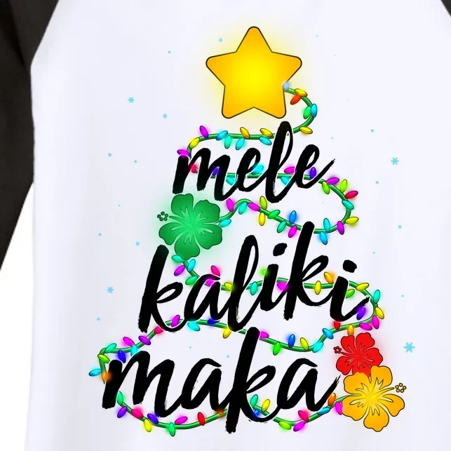 Hawaiian Christmas Mele Kaliki Maka Hibiscus Tree Women's Tri-Blend 3/4-Sleeve Raglan Shirt