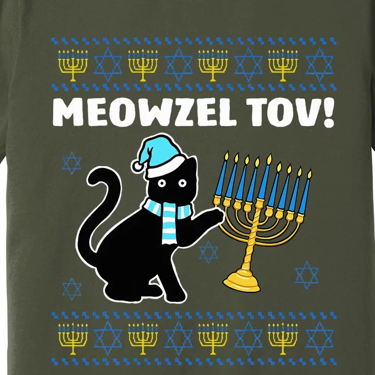 Hanukkah Chanukah Meowzel Tov Jewish Cat Ugly Hanukkah Premium T-Shirt