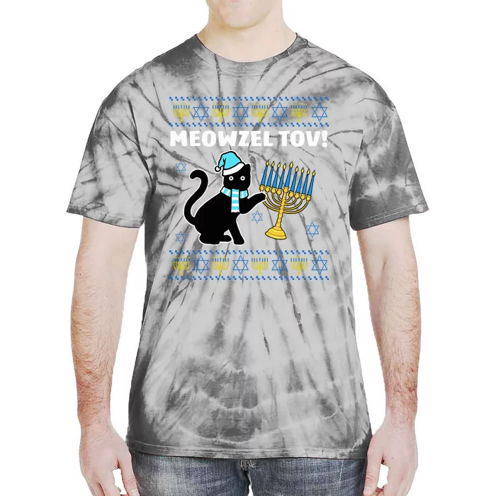 Hanukkah Chanukah Meowzel Tov Jewish Cat Ugly Hanukkah Tie-Dye T-Shirt