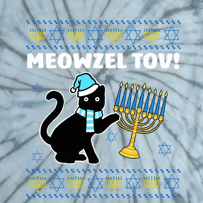 Hanukkah Chanukah Meowzel Tov Jewish Cat Ugly Hanukkah Tie-Dye T-Shirt