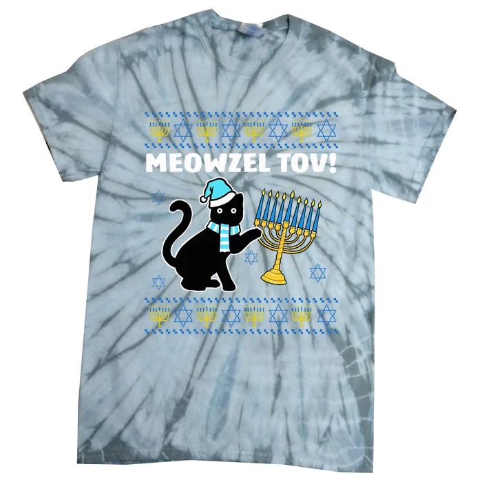 Hanukkah Chanukah Meowzel Tov Jewish Cat Ugly Hanukkah Tie-Dye T-Shirt