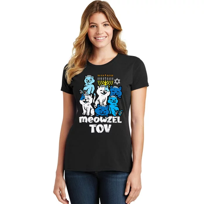 Hanukkah Cats Meowzel Tov Chanukah Jewish Women's T-Shirt