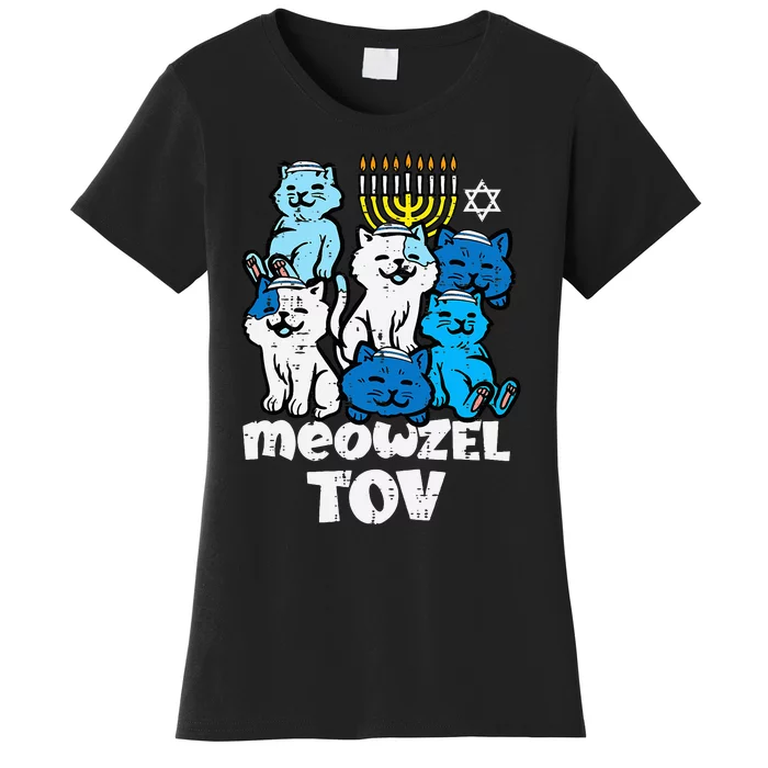 Hanukkah Cats Meowzel Tov Chanukah Jewish Women's T-Shirt