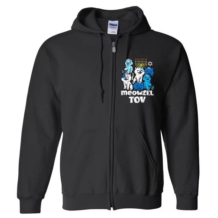 Hanukkah Cats Meowzel Tov Chanukah Jewish Full Zip Hoodie