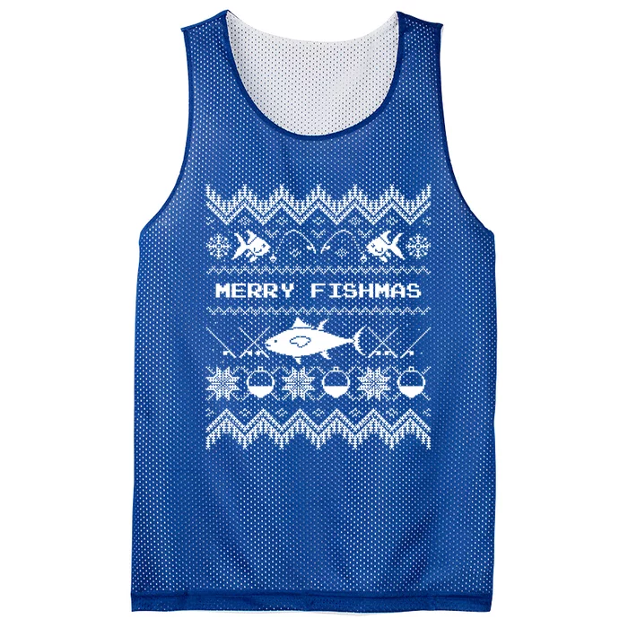 Happy Christmas Merry Fishmas Fishing Gift Idea Cool Gift Mesh Reversible Basketball Jersey Tank