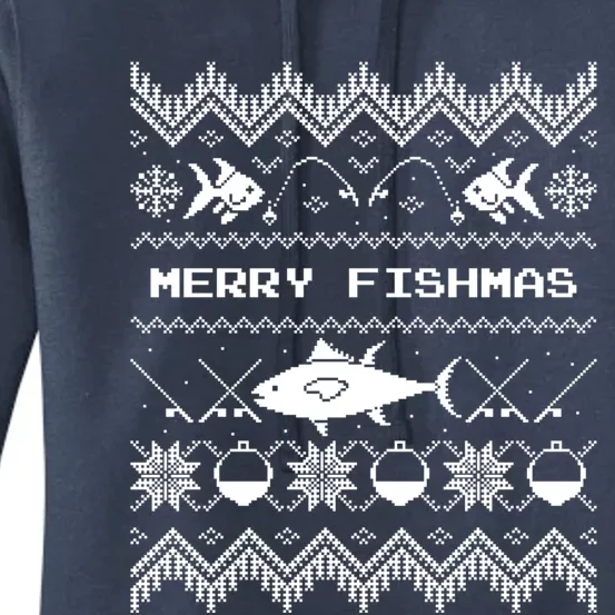 Happy Christmas Merry Fishmas Fishing Gift Idea Cool Gift Women's Pullover Hoodie