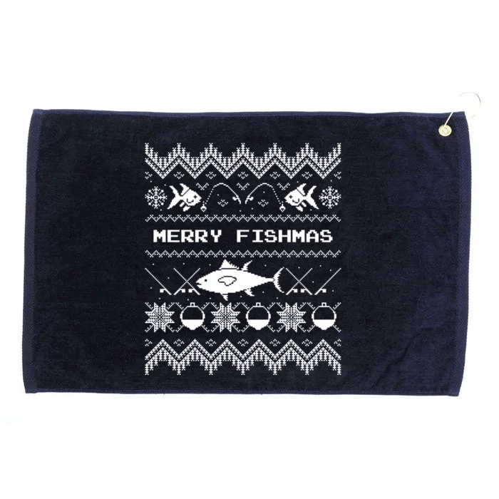 Happy Christmas Merry Fishmas Fishing Gift Idea Cool Gift Grommeted Golf Towel