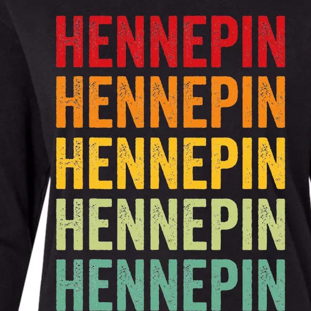 Hennepin County Minnesota Rainbow Text Design Womens Cotton Relaxed Long Sleeve T-Shirt