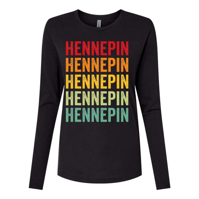 Hennepin County Minnesota Rainbow Text Design Womens Cotton Relaxed Long Sleeve T-Shirt