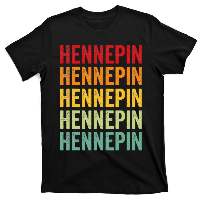 Hennepin County Minnesota Rainbow Text Design T-Shirt