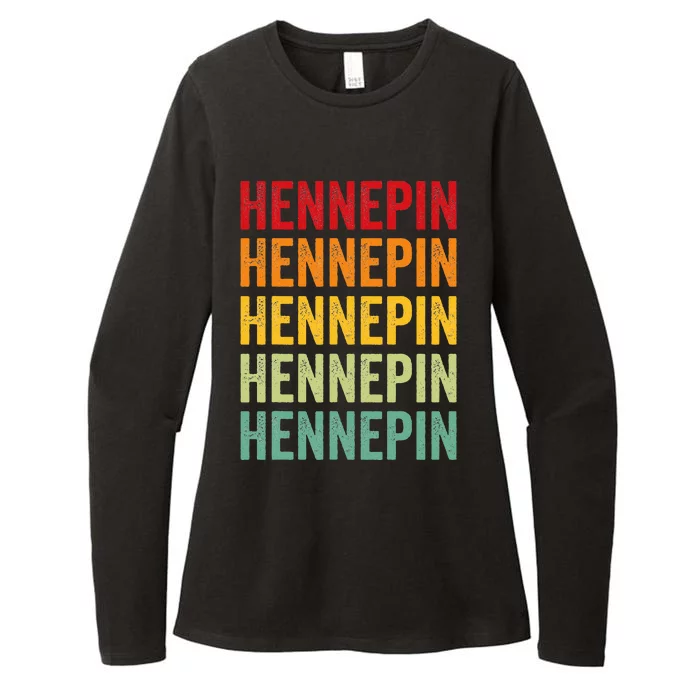 Hennepin County Minnesota Rainbow Text Design Womens CVC Long Sleeve Shirt