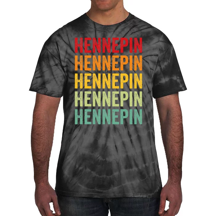 Hennepin County Minnesota Rainbow Text Design Tie-Dye T-Shirt