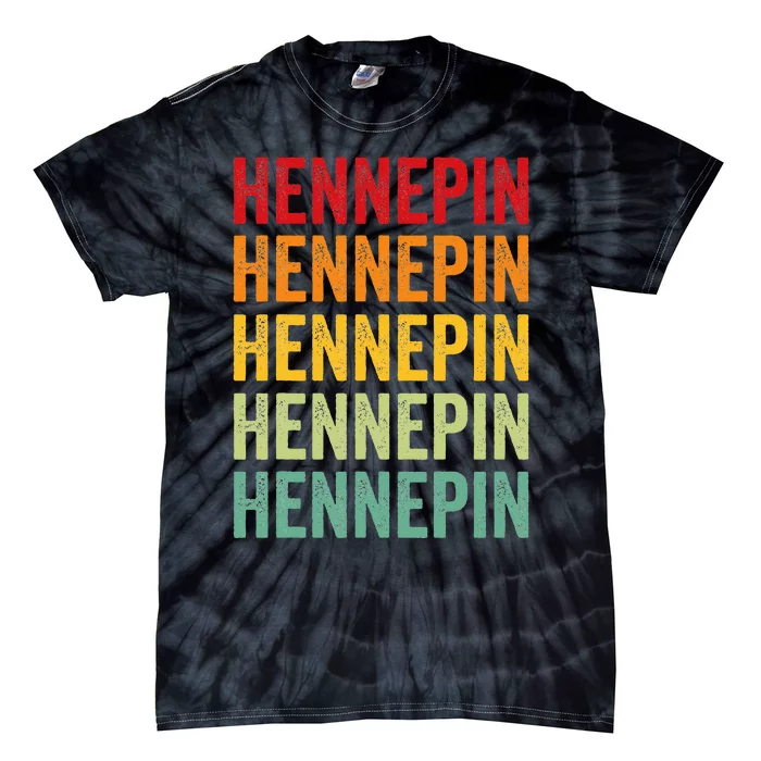 Hennepin County Minnesota Rainbow Text Design Tie-Dye T-Shirt