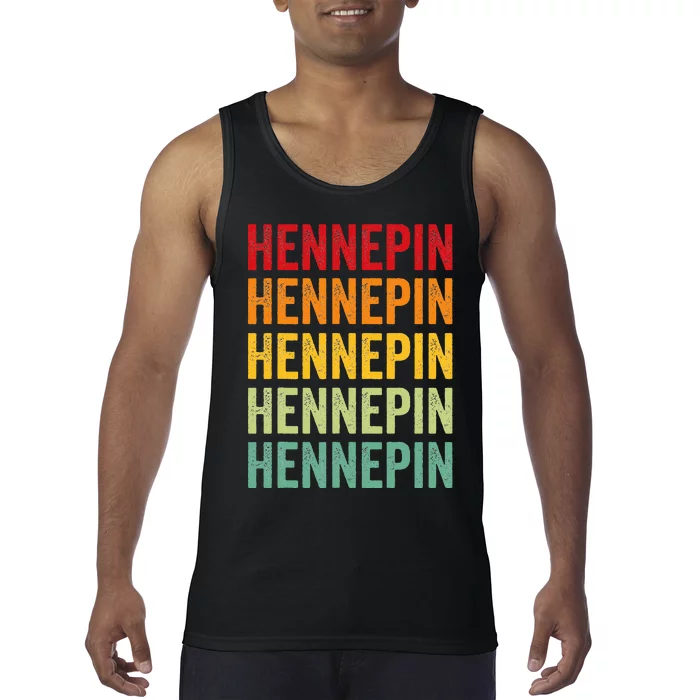 Hennepin County Minnesota Rainbow Text Design Tank Top