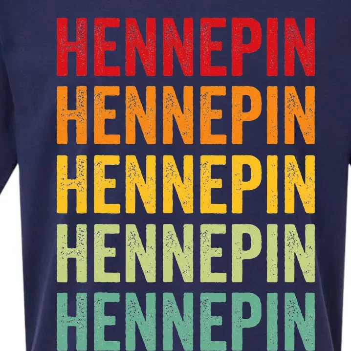 Hennepin County Minnesota Rainbow Text Design Sueded Cloud Jersey T-Shirt